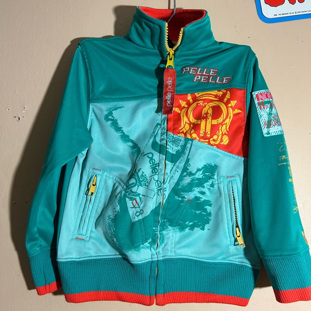 2011 Pelle Pelle Athletic Track Jacket TODDLER SZ 2T “North Beach Aqua Racing”